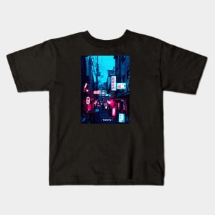 Tokyo Street Neon Synthwave Kids T-Shirt